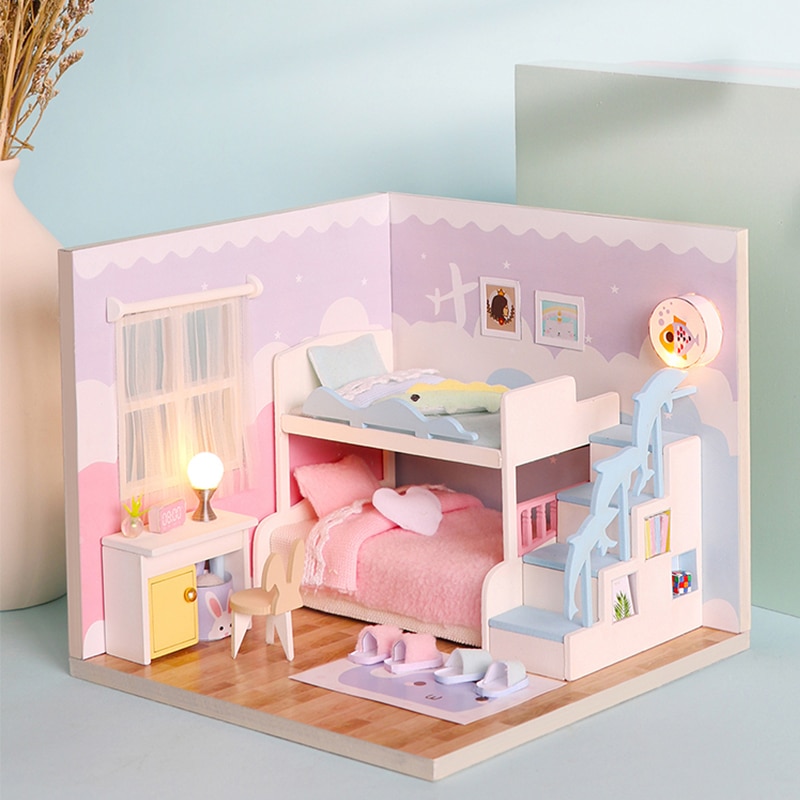 Cutebee DIY Holz Puppenhaus Miniatur Puppenhaus Miniatur Bausatz mit Möbel, Spielzeug Geburtstag für freundlicher: S2003B