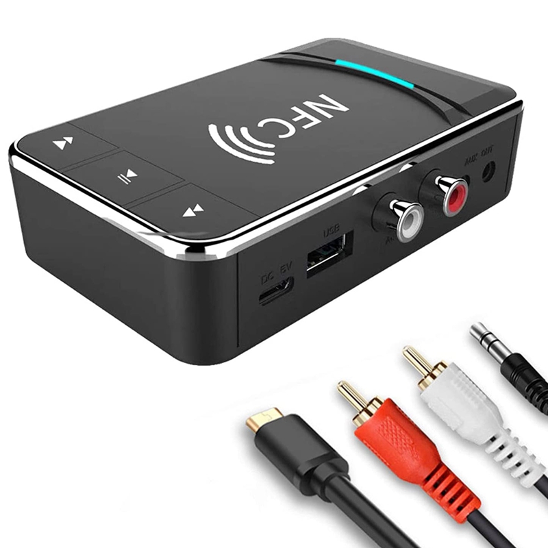 NFC Bluetooth 5.0 Audio Receiver Transmitter Wireless Stereo Bluetooth Audio Adapter NFC 3.5Mm AUX RCA Music Sound Car