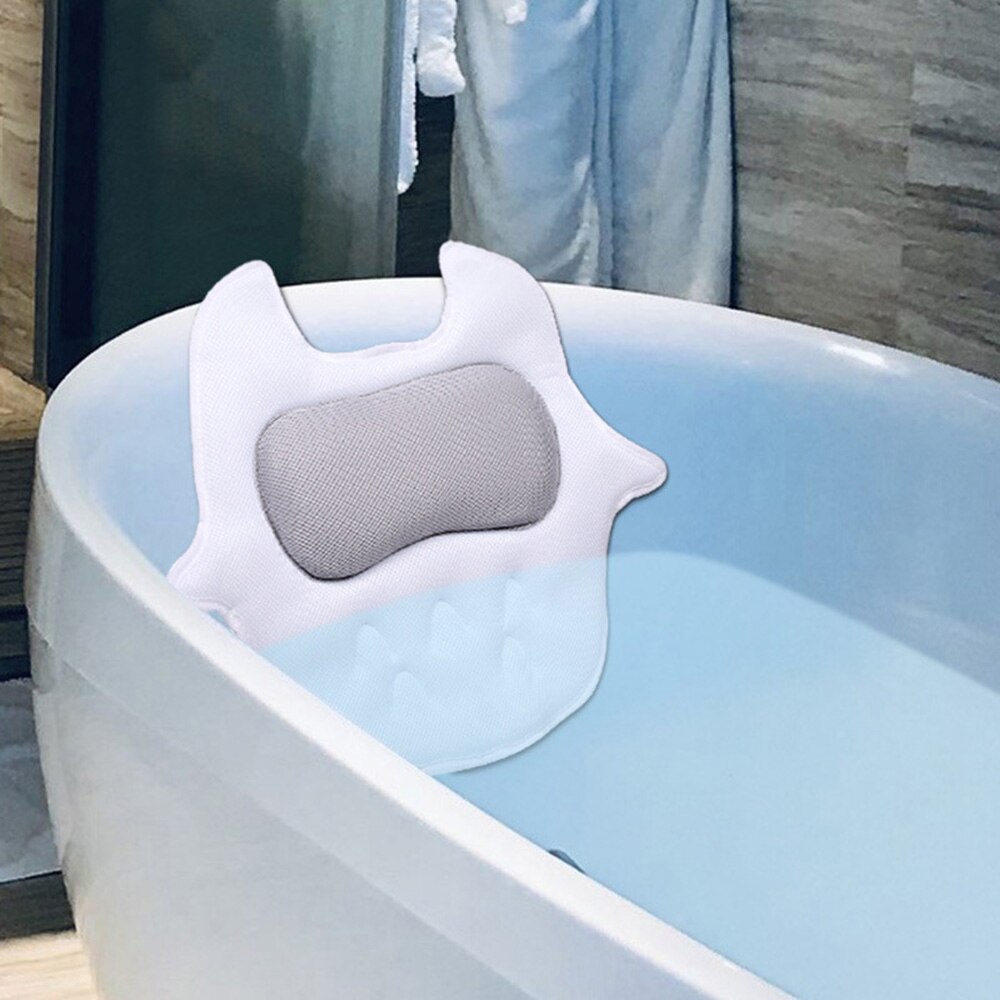 Cómodo cojín reposacabezas bañera cuello almohada en forma de búho bañera almohada baño cojín antideslizante ventosa Spa