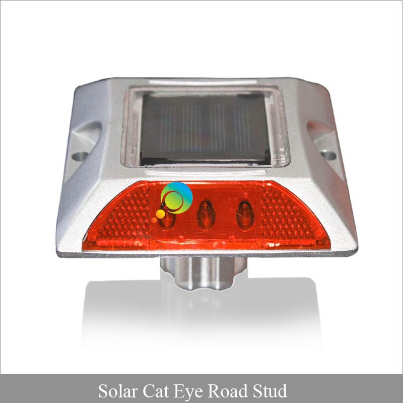 Rode kleur Waterdichte LED cat eye aluminiumcement 3 M reflecterende solar road stud voor