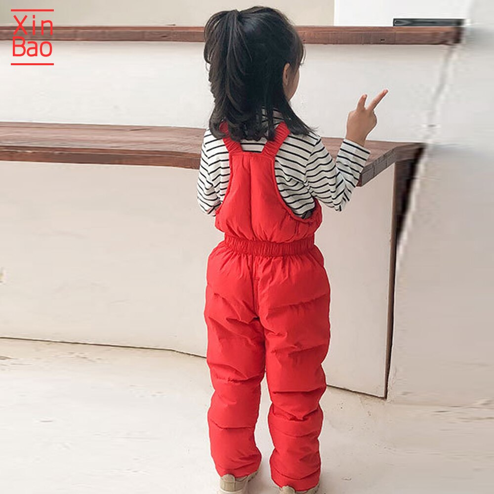 XINBAO Winter pants for girls suspender pants toddler baby kids Boys Children Cotton Leggings Warm Trousers Windproof thick