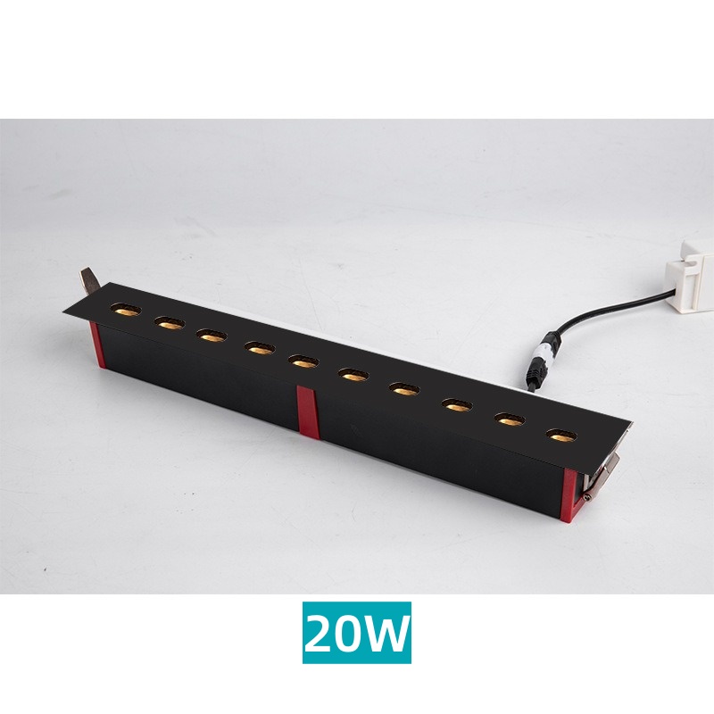 Ingebouwde ledstrip anti-glare spotlight 5heads 10W 10heads 20W 15heads 30W 20heads 40W minimalistische lijnlicht woonkamer 60-260V: WHITE / 1w / Black