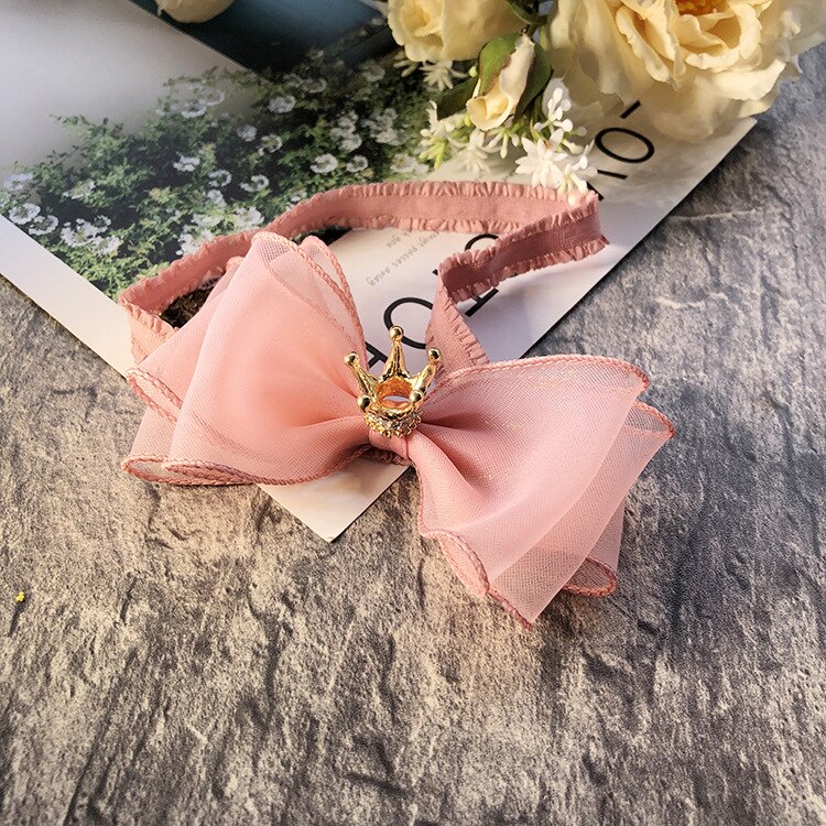 Bebê meninas bowknot coroa bandana laço elástico princesa faixa de cabelo moda novo estilo crianças acessórios para o cabelo: dark pink 1pcs