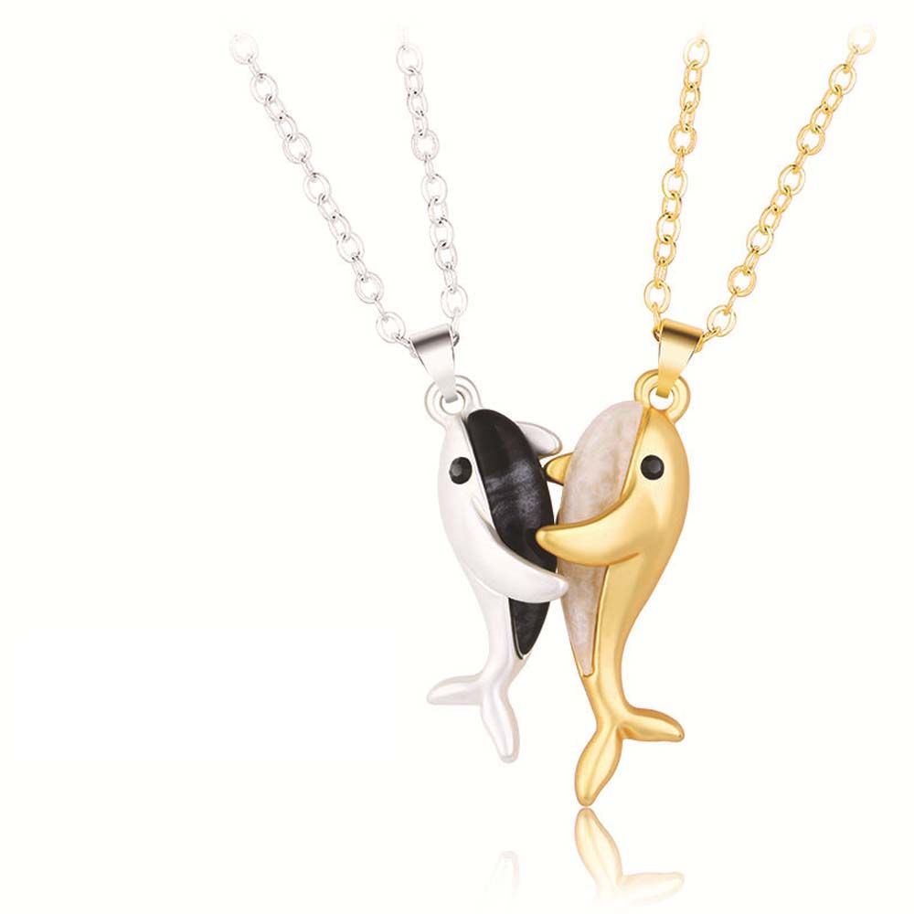 2 Stuks Paar Little Vinger Greep Handen Ketting Bijpassende Lover Promise Magnetische Dolfijn Vriendschap Ketting Valentijnsdag Sieraden: 09