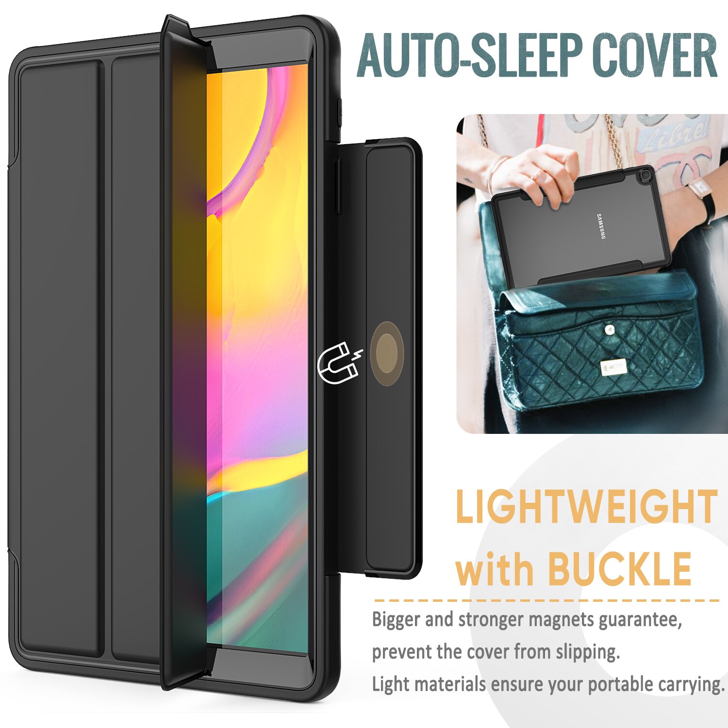 Samsung tab  a 10.1 cove med blyantspænde til læder samsung galaxy tab  a 10.1 etui sm -t510 sm-t515 tablet smart cover