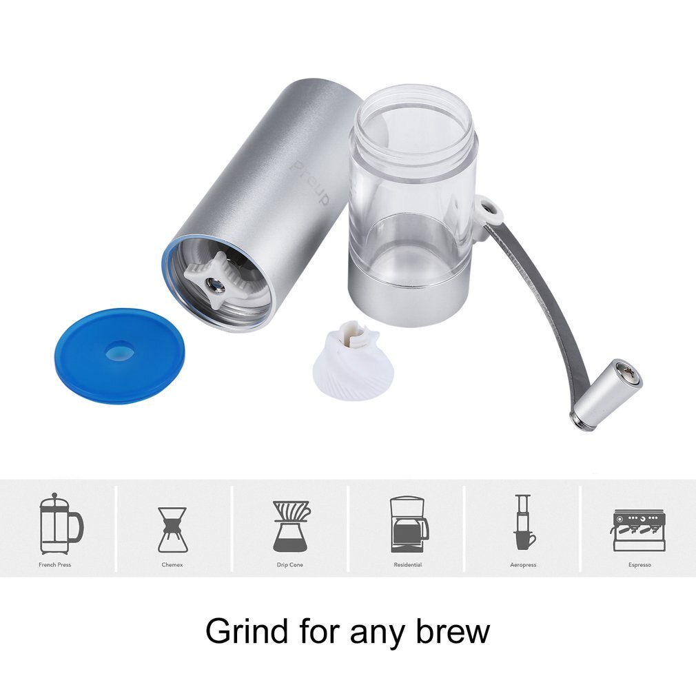 Handmatige koffiemolen conische braammolen voor nauwkeurig zetten instelbare maalgraadselector geluidsarme aluminiumlegering draagbaar