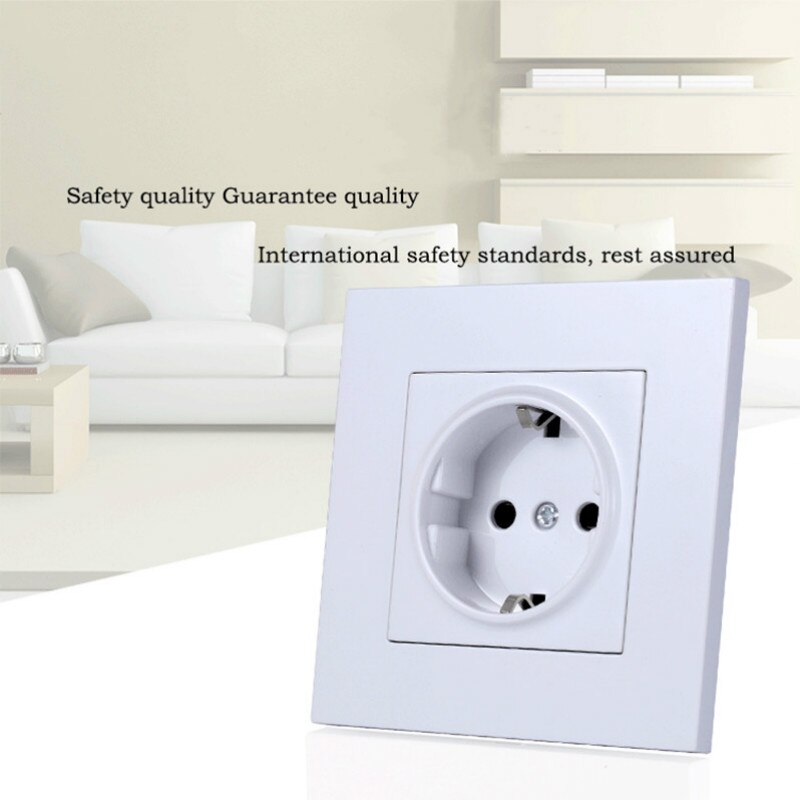 1PC Wall Socket Power Charger Adapter 16A Standard French EU Plug Outlet Crystal Panel White Charger Plates Safety Protect Plug