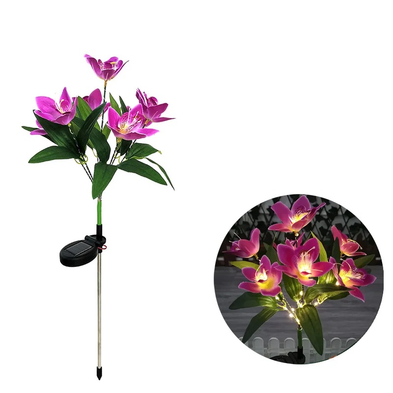 Utendørs solcelledrevne hagelamper 7 hoder solcelledrevne blomsterlamper til hage, plen, utendørs solcelledrevne hagelamper, stakelys: Oransje