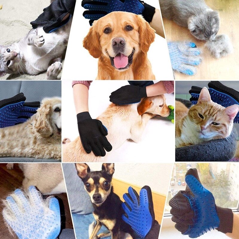 Hund kæledyr grooming handske silikone katte børste kam udskylning hårhandsker hunde bad rengøringsartikler dyrekamme