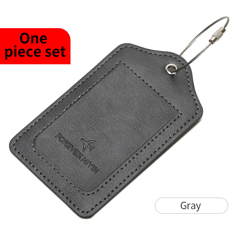 Minimalistisch en modieus RFID-reispaspoortset + PU-bagagelabel 2-delig/set geschikt voor reisaccessoires voor heren en dames: Donkergrijs