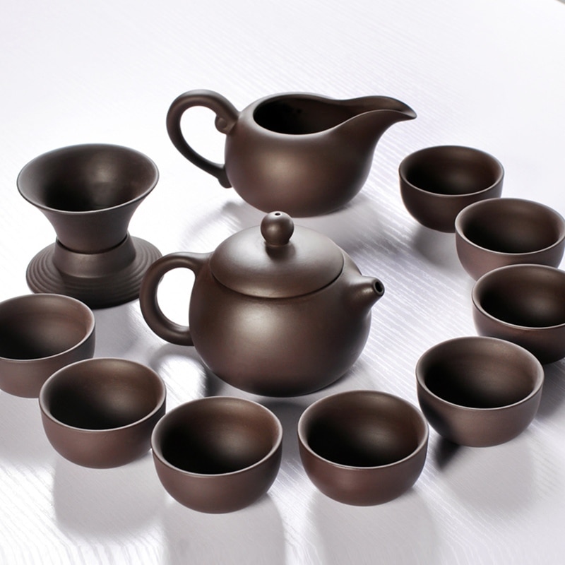 Ceramic Yixing Purple Clay Tea Set Kung Fu Pot Infuser Xishi Gaiwan Teapot Serving Cup Teacup Chinese Drinkware