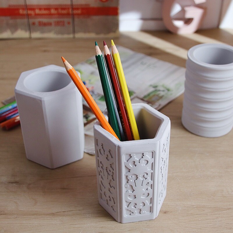 Concrete casting Molds Candle Cups Molds Polygonal pot molds Silicone Pen Holder Molds Pencil Cup Molds