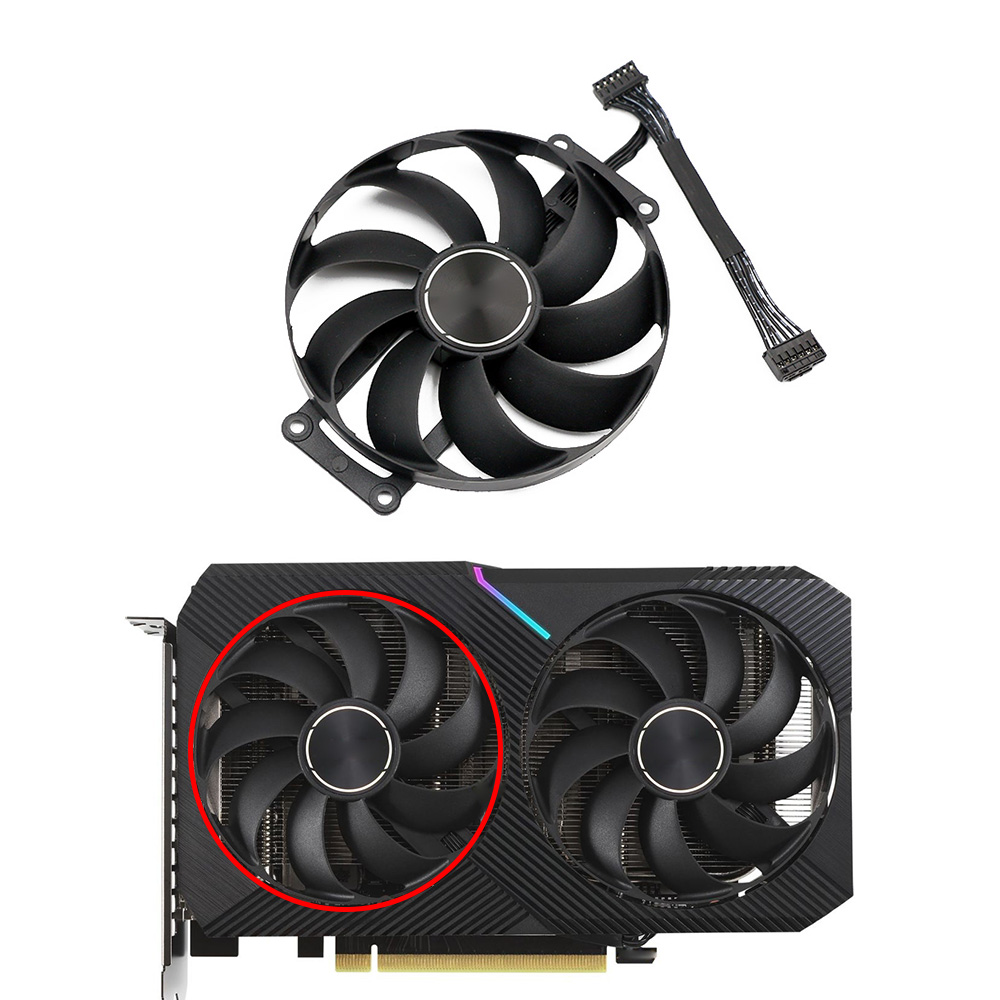 87mm t129215su 12v 0.5a 6- pins dual rtx 3060 3060 ti grafikkortkølerblæsere til asus geforce rtx 3060ti v2 mini dual oc blæser: Brun