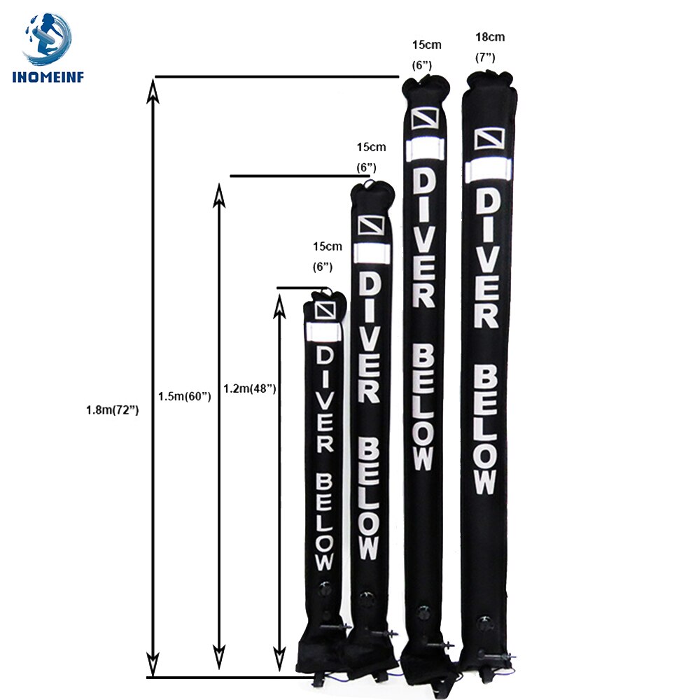 Oberflächenboje 1.5m 1.8m farbige tauchboje mit guter sichtbarkeit, aufblasbare sicherheitsboje für taucher, zubehör für tauchausrüstung