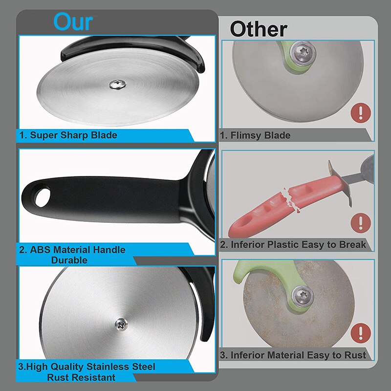 Pizza Cutter Wheel with Cover Premium Stainless Steel Pizza Round Knife Rocker Slicer Kitchen Baking Tools