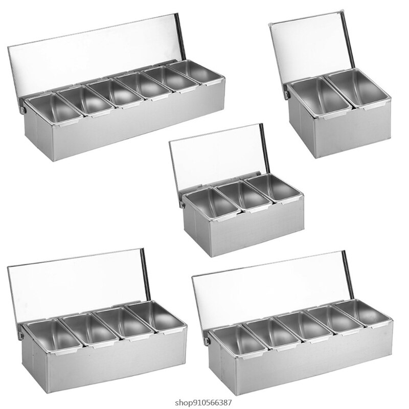 Seasoning Containers Set Stainless Steel Seasoning Box Spice Jar Spice Rack Condiment Cruet Bottle Square with Cover