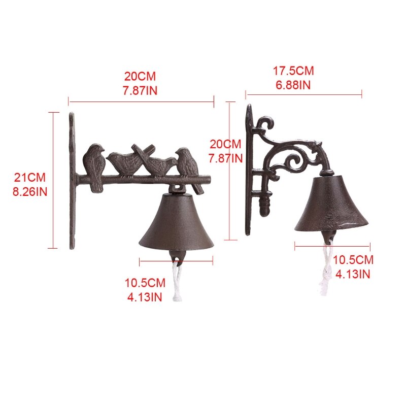 Wall Mounted Rustic Doorbell Outdoor Shaking Bell Heavy Duty Metal Bell Cast Iron Ship Bell Housewarming H3CF