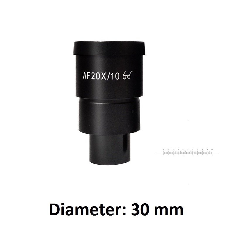 WF20X Eyepiece Ocular Lens for Stereo Microscope High Eye-point Field of View 10mm or 12mm with or without Reticle Scale: WF20-10 30mm Scale