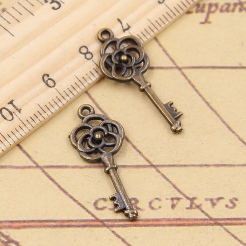 20Pcs Charms Vintage Skeleton Key 28X11Mm Tibetaanse Brons Zilver Kleur Hangers Antieke Sieraden Maken Diy Handgemaakte craft: Antique Bronze Plated