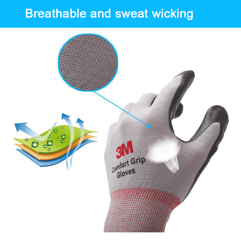 3M Work Gloves Comfort Grip wear-resistant Slip-resistant Gloves Anti-labor Safety Gloves Nitrile touch screen Gloves Yellow