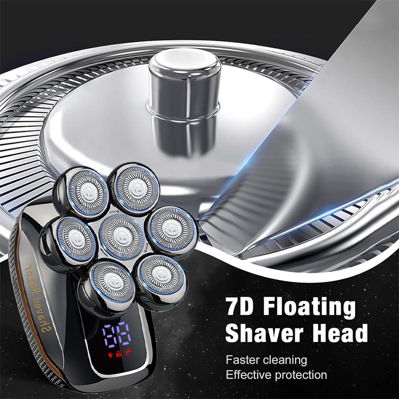 7D-Kopfrasierer für Männer, 5-in-1, elektrischer Herren-Kopfrasierer für Glatze, nass und trocken, wasserdichter Glatzenrasierer, Elektrorasierer für Männer