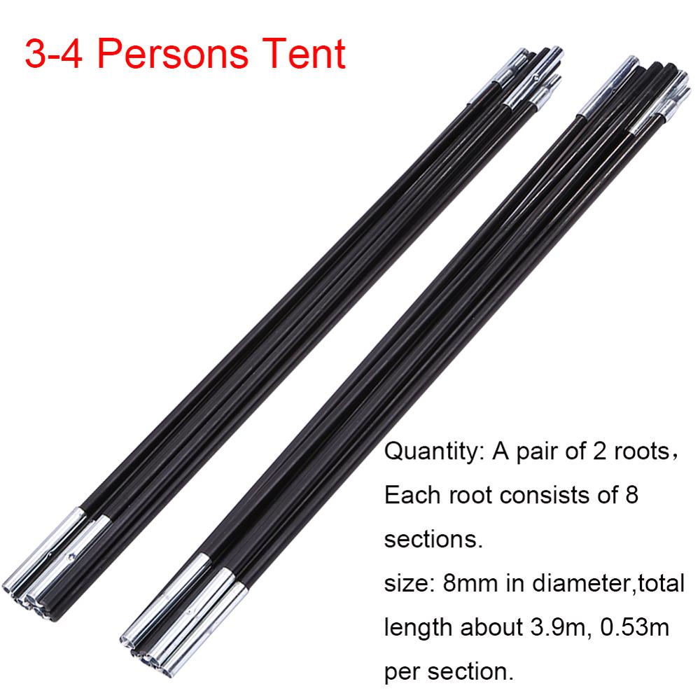 Outdoor Camping Fiberglass Tent Pole Spare Replacement Tents Accessories Glass Fiber Tent Pole: Type B 3-4 Persons