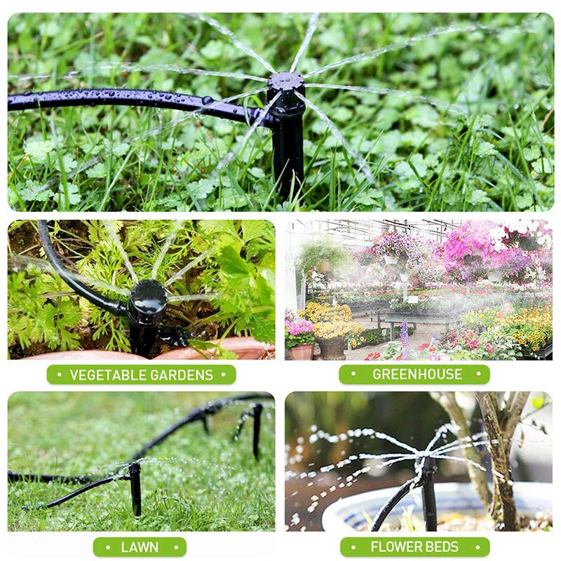 4/7mm Hose Drip Irrigation System 360 Degree Adjustable 8 Hole Sprinkler Garden Watering Kit Inserting Ground Micro Flow Dripper