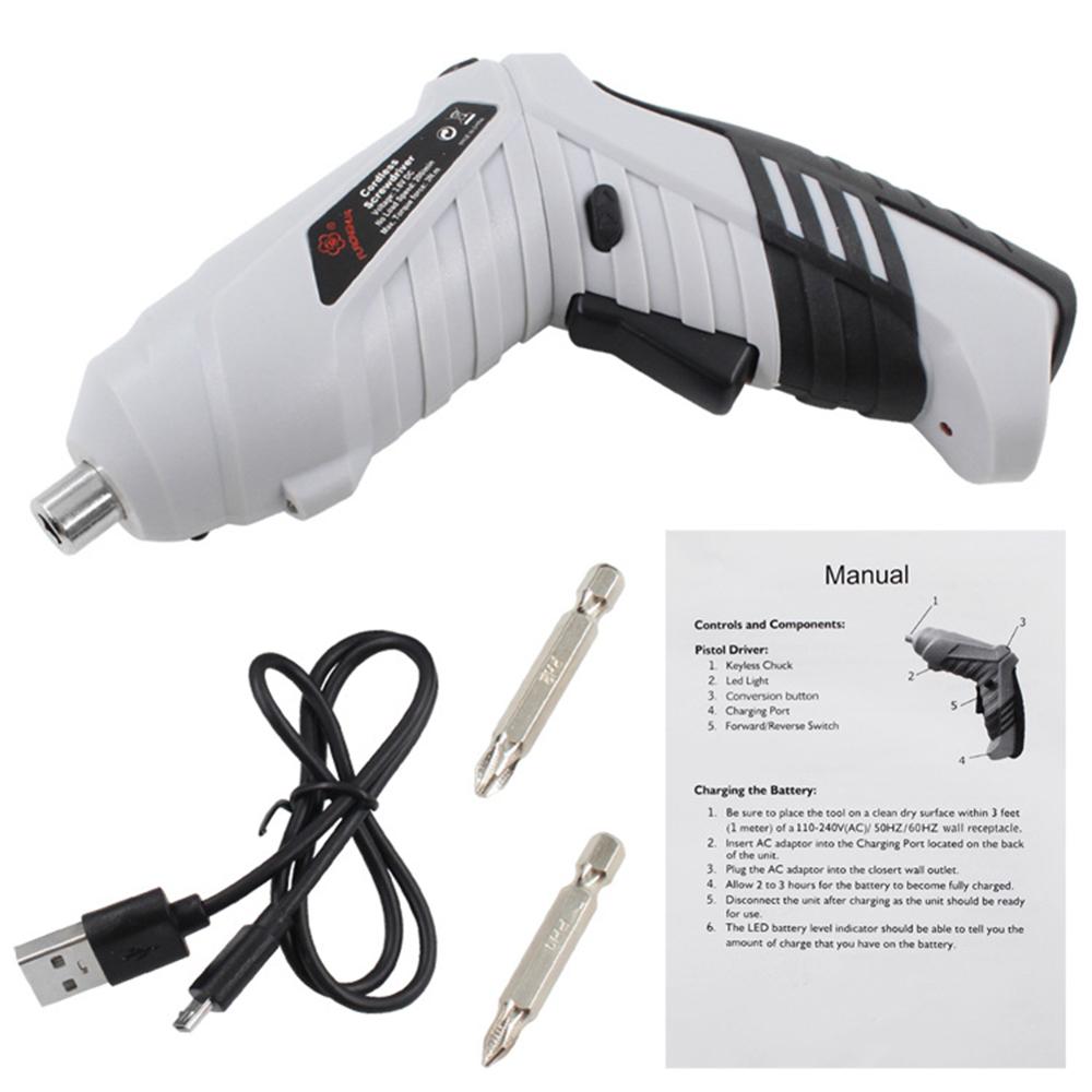 Cordless USB Charging Mini Electric Screwdriver 3.6V Rechargeable Drill Automatic Screw Driver Hand Drill with LED Light