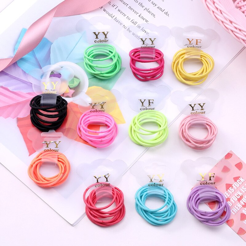 Lot d'élastiques en Nylon pour filles, couleurs acidulées, 3CM, lot de 30 pièces, bandes de caoutchouc pour enfants, porte-queue de cheval, accessoires pour cheveux: MULTI