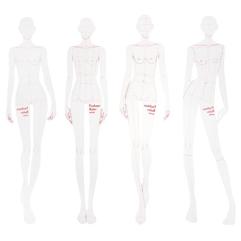 1 Set Kleding Tekening Sjabloon Heerser Model Mode Naaien Patchwork Heersers Figuur Tekening Sjabloon Voor: A25X3cm