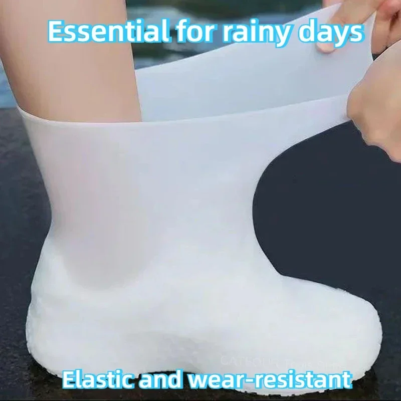 Regenschuhschutz, ein Paar wiederverwendbare Gummi-Überschuhe, wasserdicht, für Schuhe, Stiefel, Protektoren, Silikonausrüstung