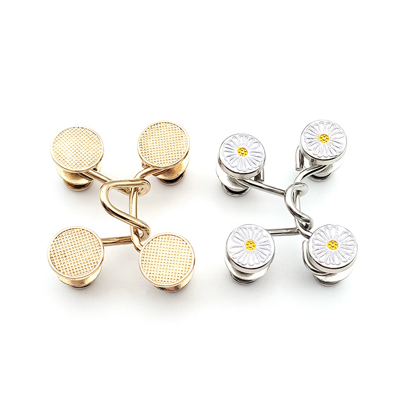 Serrer la taille boucle alliage broches broches pince fausse perle réglable bouton pression jean boutons détachables vêtements accessoires