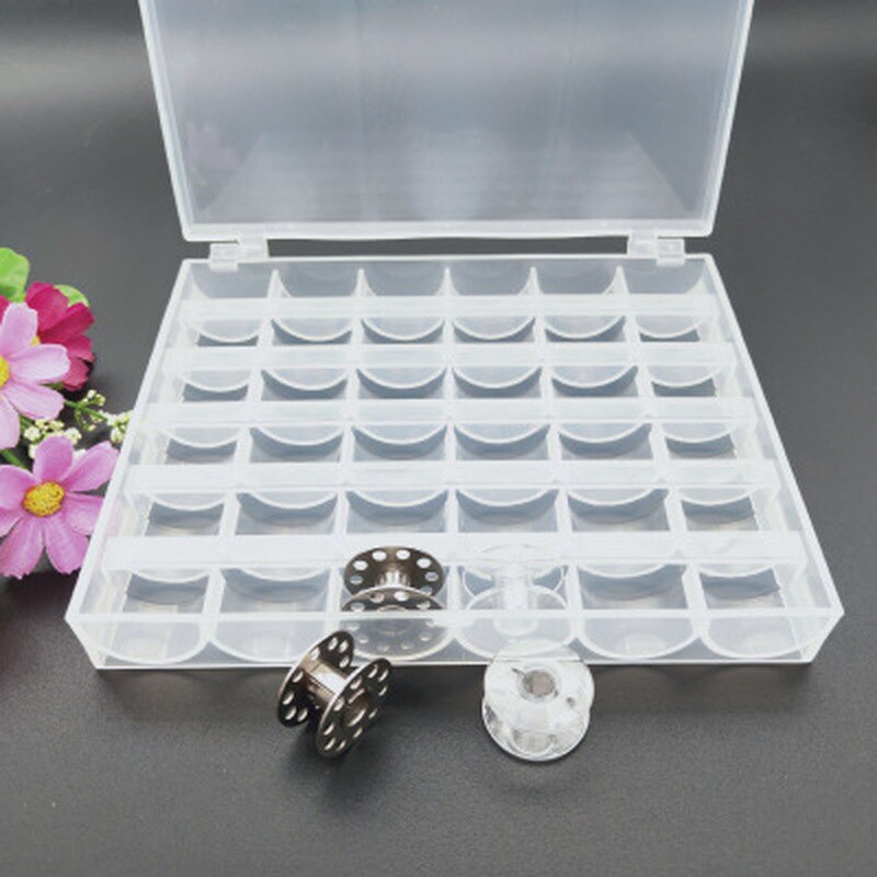 Plastic Bobbins Spools Clear Sewing Machine Empty Bobbins Spools Plastic Storage Box Home Sewing Accessories Tools