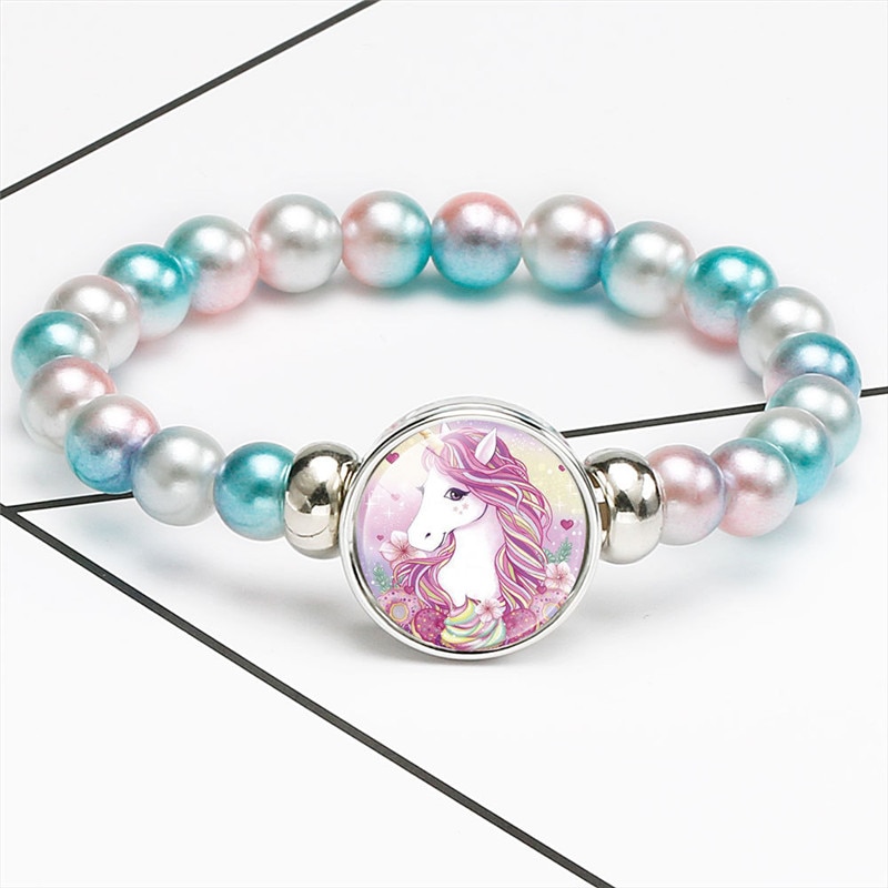 Cute Unicorns Beads Bracelets Bangles For Children Brand Jewelry Children Bracelet And Bangles Cartoon Women Accessories Girls B