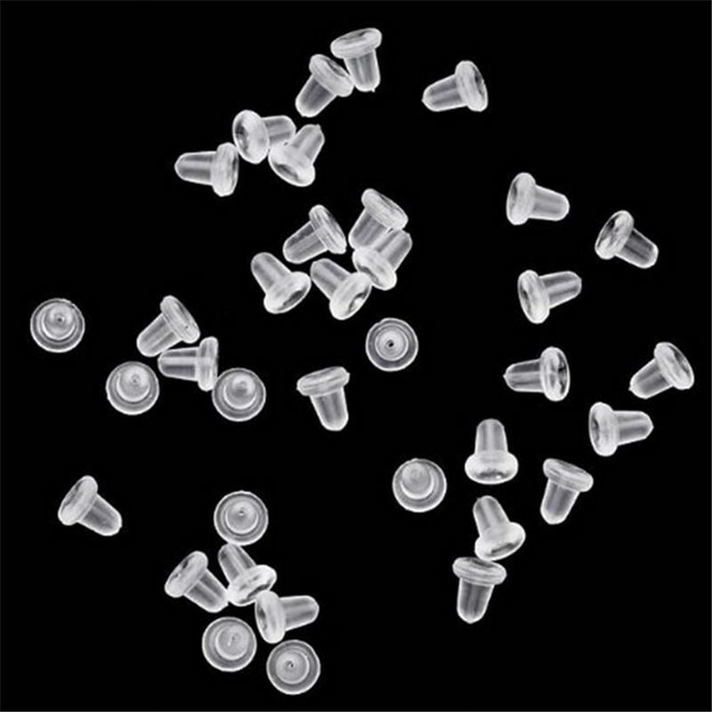 500Pcs 4Mm Half Transparant Rubber Earring Backs Haken Stoppers Oor Bericht Nuts Bevindingen Accessoires Voor Maken Oorbellen