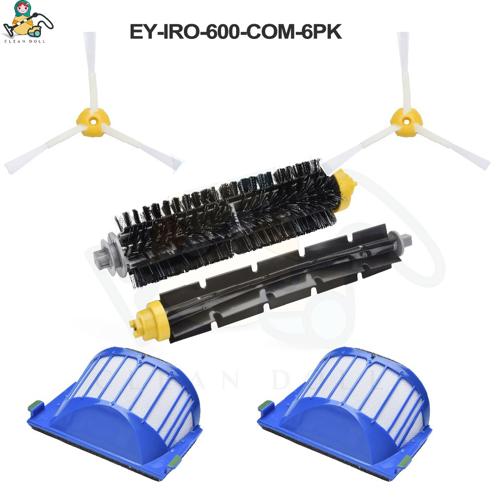 Multisæt hovedrullebørste sidebørster filter til irobot roomba 645 655 675 676 677 til irobot roomba tilbehør reservedele: Ey-iro -600- com -6pk