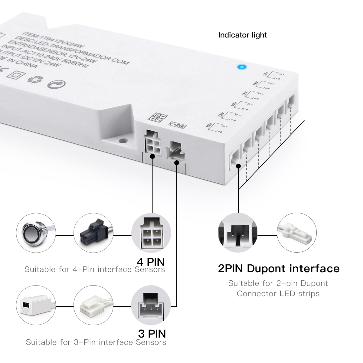 Dc12v led-virtalähteen valaistusmuuntaja ovenohjauksella, liiketunnistinkytkimellä, cob-led-nauhalle, tee-se-itse-kotikaappivalaisimeen