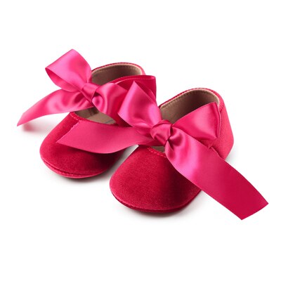 0-18 Motten Prinses Baby Meisjes Party Dress Schoenen Grote Boog Zachte Zool Anti-Slip Lederen Schoenen Baby peuter Schoenen Eerste Wandelaars: red / 13-18 months