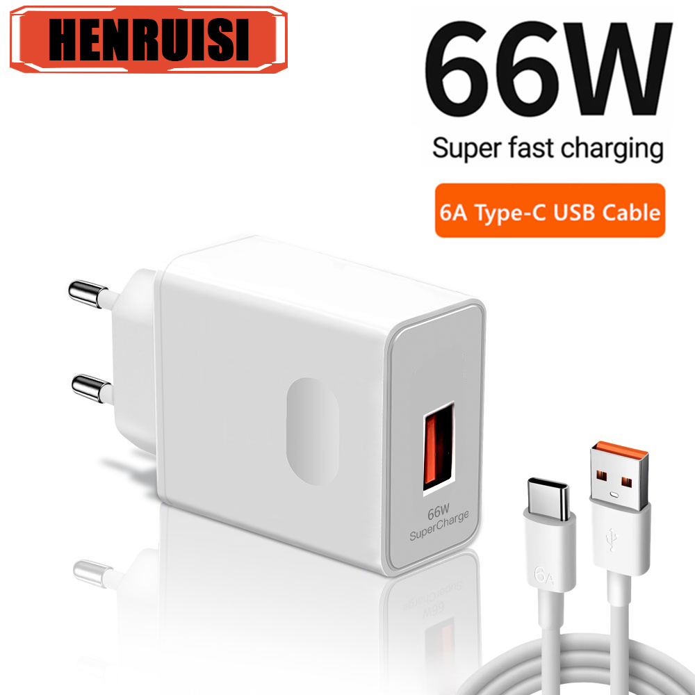 Chargeur Super rapide 66W 6A pour Huawei Mate 40 50 60 P50 P60 Nova 9 10 Honor 90 100 Magic 5 Lite 6 Pro Type C, câble de charge rapide