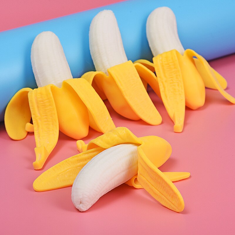 Juguetes para niños pelando Banana sonrisa exprimiendo juguetes de descompresión broma Banana juguetes antiestrés para niños
