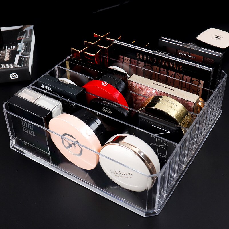 Plastic Transparent Makeup Organizer Storage Box Clarity Cosmetic Makeup Holder Vanity Cabinet Powder Display Shelf