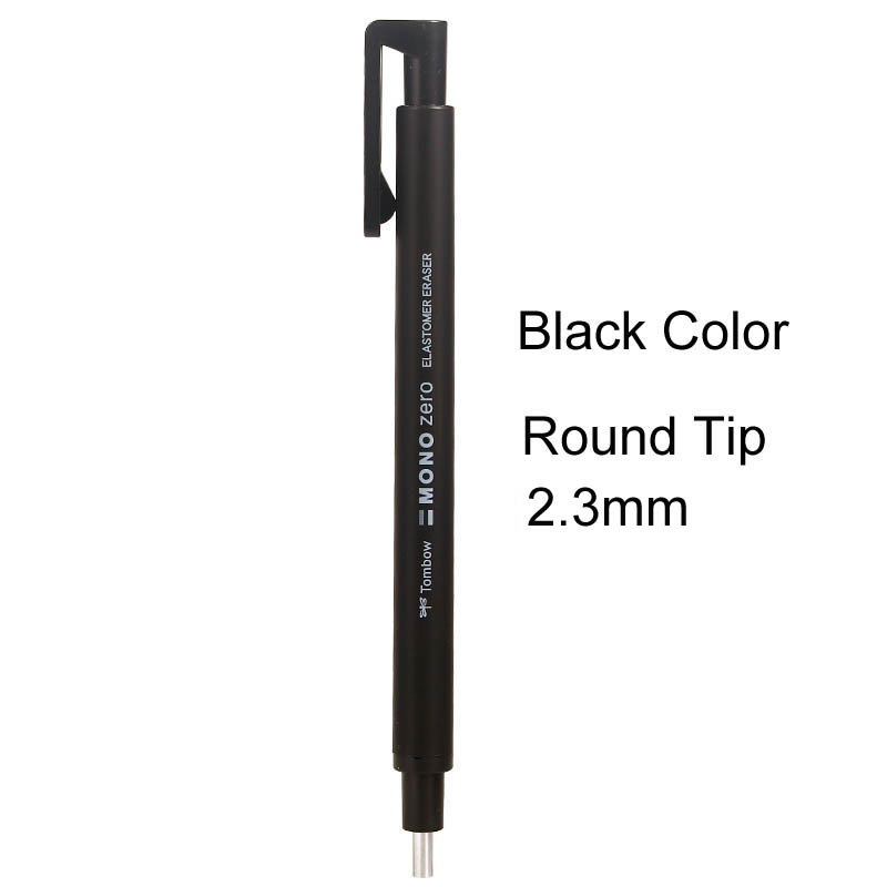 TOMBOW MONO Zero Eraser Mechanical Eraser Meticulous Highlighting Refillable Pen Shape Rubber Press Type School Stationery: black round
