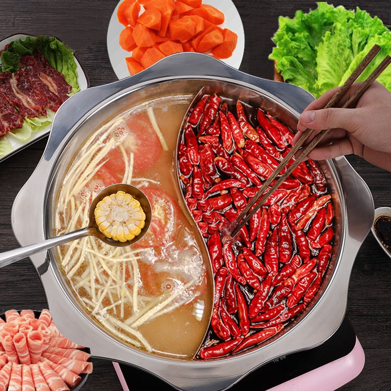 Pot Chinese Delicious Food Hotpot Basin Double Taste Cooker Induction Gas Stove Kitchen Cookware Soup Pot