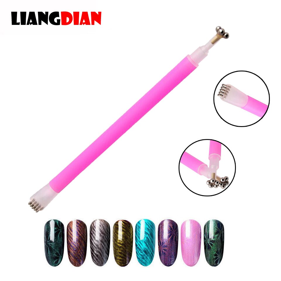 1PC Dubbele Hoofden Tweekoppige Bloem Magnetische Pennen Voor DIY Nail Art Magic Stick 3D Katten Ogen UV gel Polish Brush Acryl Gereedschap