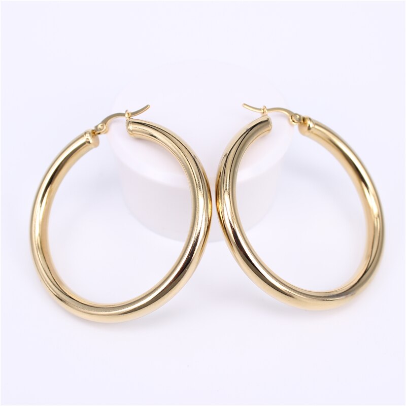 316L stainless steel jewelry earrings Gold color female Hoop earrings for Women LH143: 50MM gold color