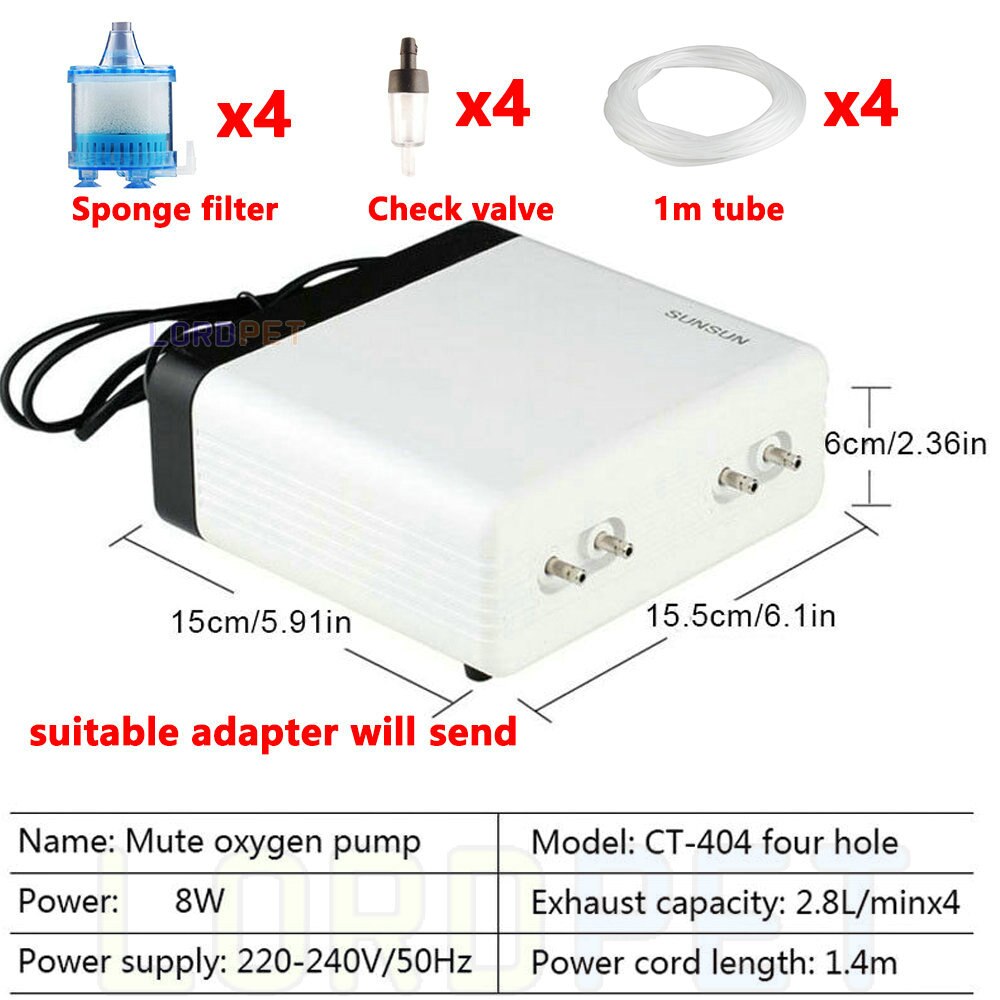Sunsun Luftpumpe Belüfter Einstellbare Sauerstoff Pumpe Ultra Leise Luft Kompressor Einzigen Doppel vier Auslauf 220v Für Aquarium: ct40443