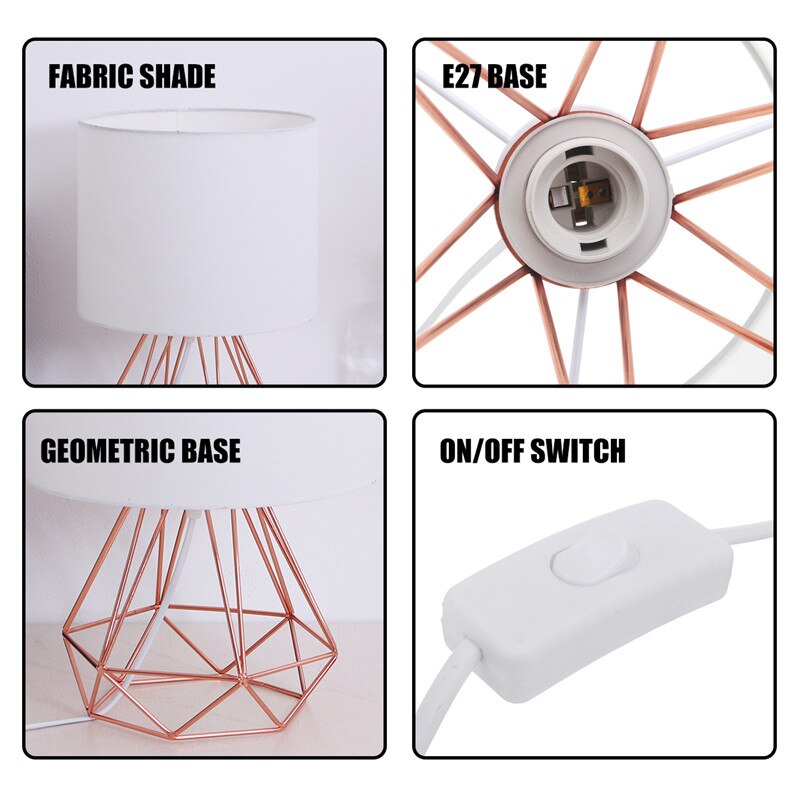 Geometrische Beugel Tafel Lampen E27 Lampvoet Decoratieve Retro Schaduw Tafel Lichten Nachtkastje Home Verlichting Voor Slaapkamer Woonkamer