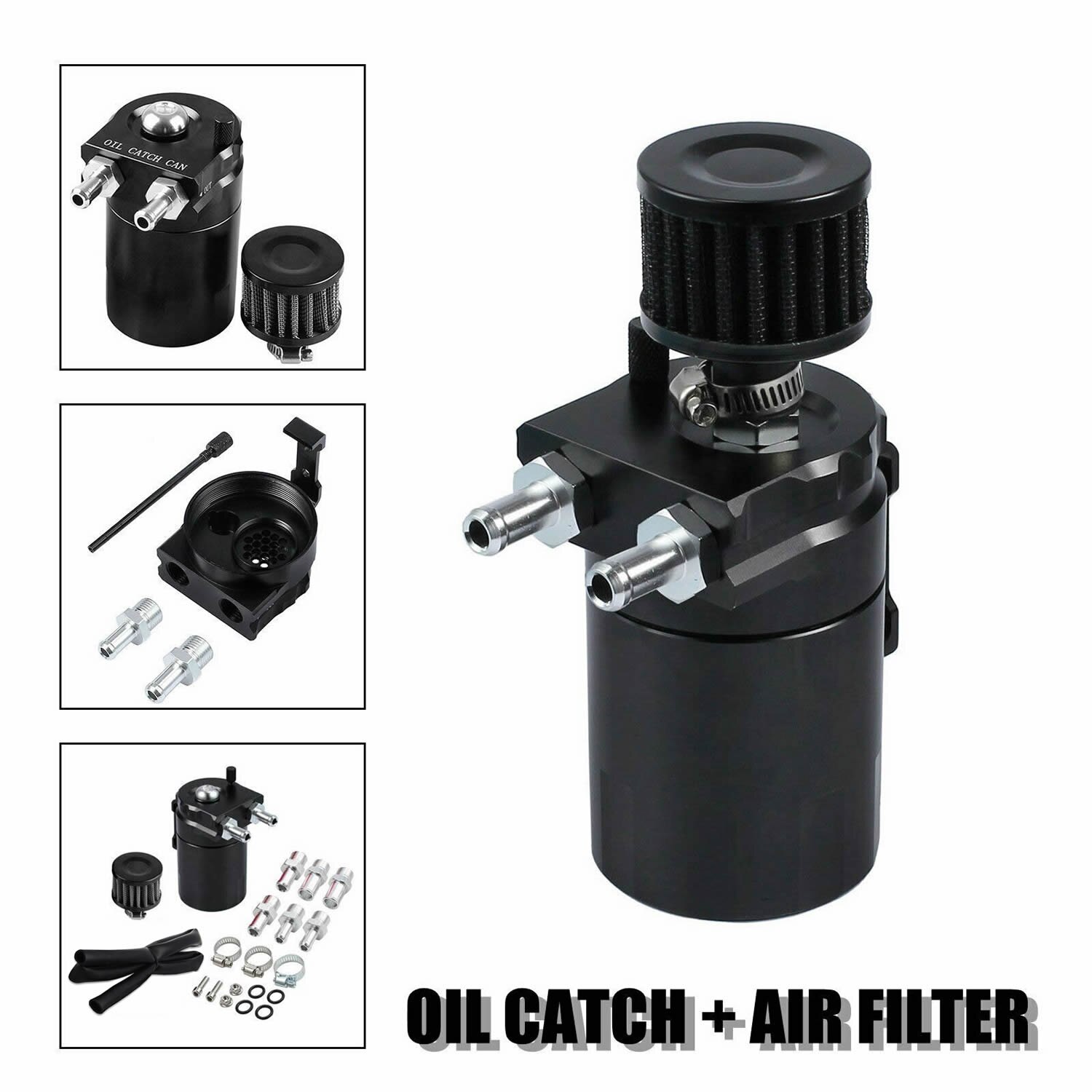 Séparateur d'huile d'air attraper le réservoir de réservoir 300ml avec le Kit de filtre de reniflard polonais déflecteur aluminium universel