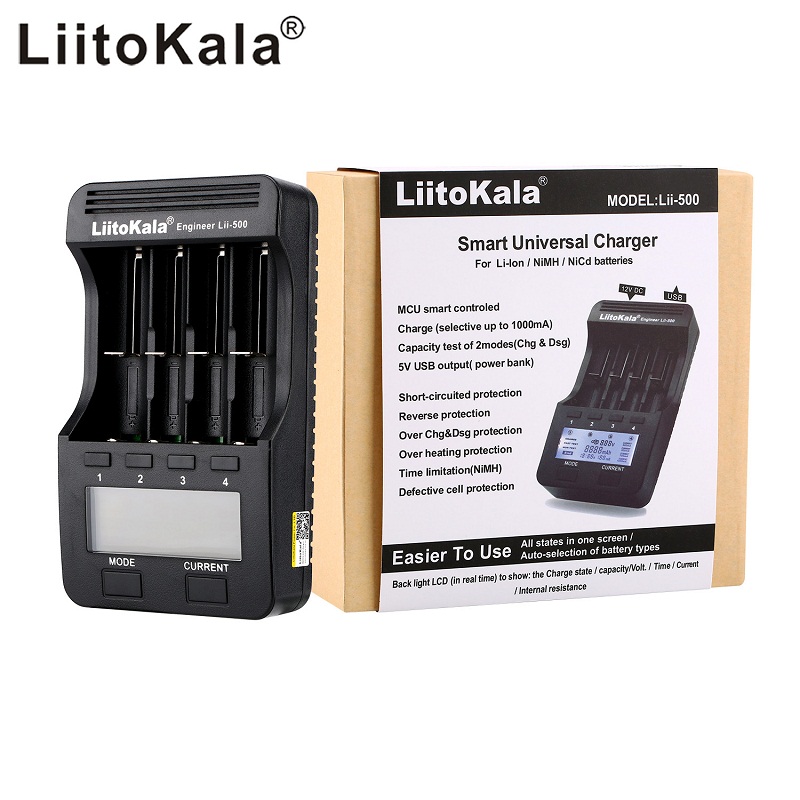 Liitokala lii -500 lii -202 lii -402 lii -pd2 lii -pd4 1.2v 3.7v 3.2v aa / aaa 18650 18350 26650 nimh litiumbatteri smart lader