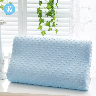 Almohada ortopédica de espuma viscoelástica para el hogar y el dormitorio, cojín de rebote lento para el cuello, 50x30Cm, ayuda a dormir: Azul cielo / M